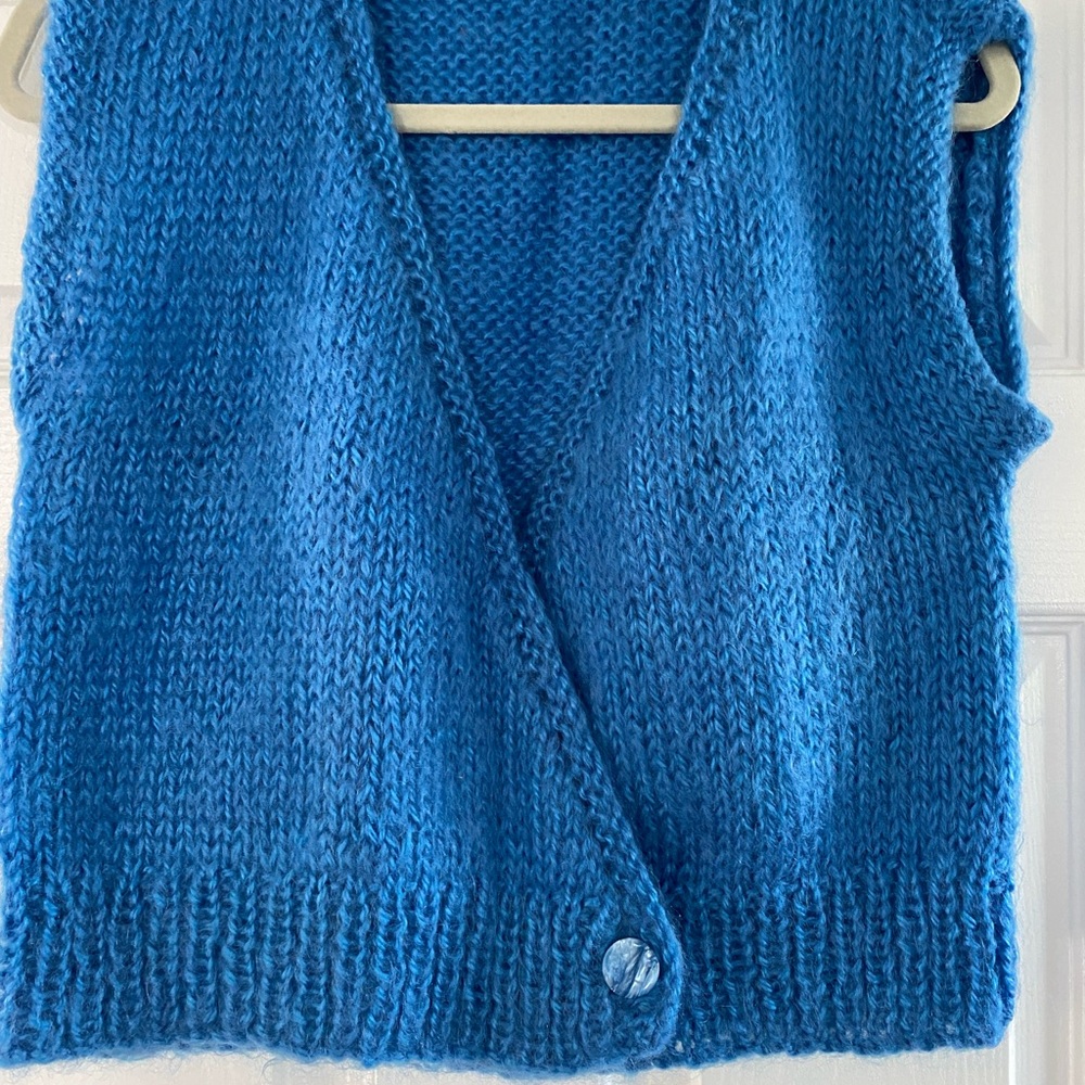 Vintage Handmade Blue V-Neck Sweater Vest